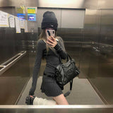 ベルトプリーツポロニットワンピース