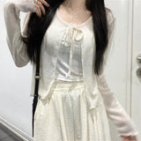 リボンエアスルーカーディガン