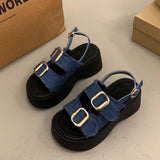 デニムリボンストラップサンダル