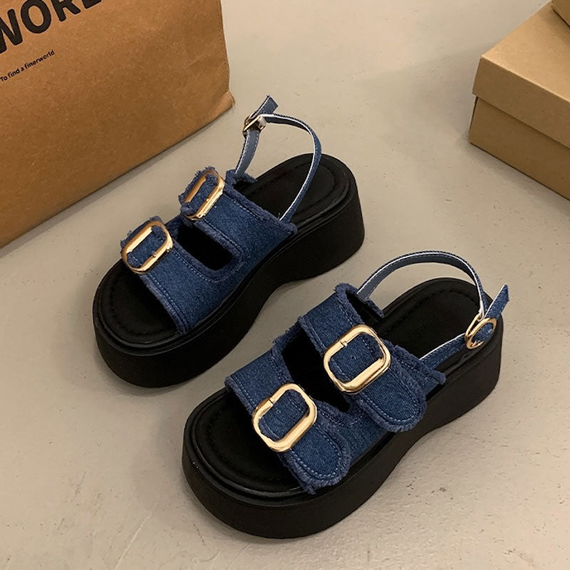 デニムリボンストラップサンダル