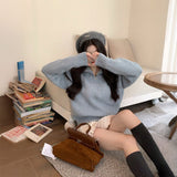 ワンポイントハーフジップニット