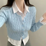 クロップドケーブルカーディガン