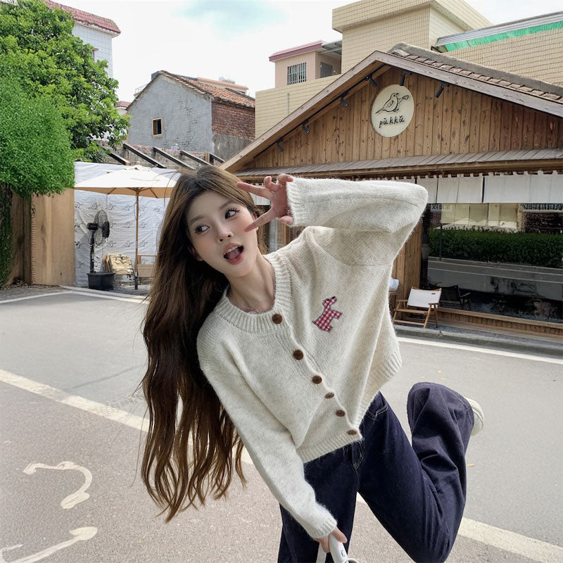 ギンガムドッグカーディガン