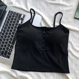 カップ付きシンプルボタンキャミソール