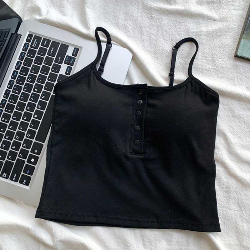 カップ付きシンプルボタンキャミソール