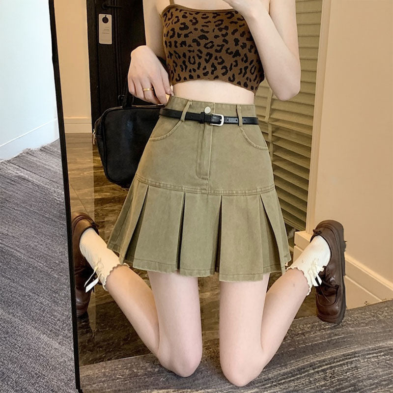 ミリタリーベルトプリーツスカート