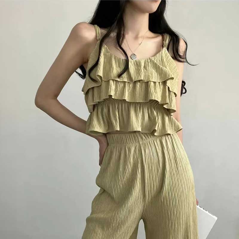 ティアードキャミソール&リネンパンツSET