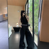 ウエストチェック折り返しワイドパンツ