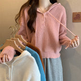 シンプルボタンニットフーディー