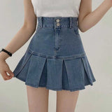 ダブルボタンプリーツデニムスカート