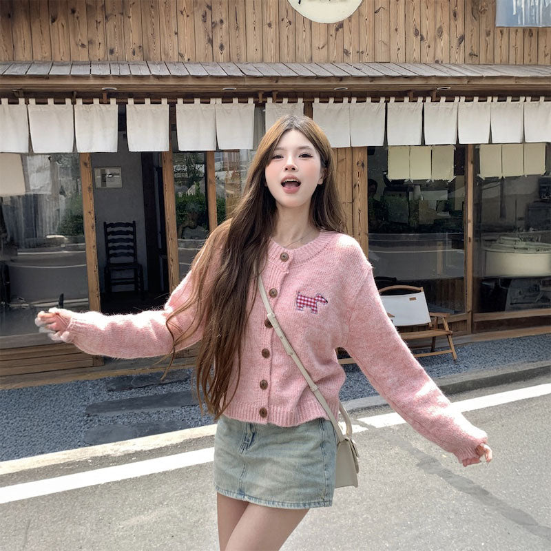 ギンガムドッグカーディガン