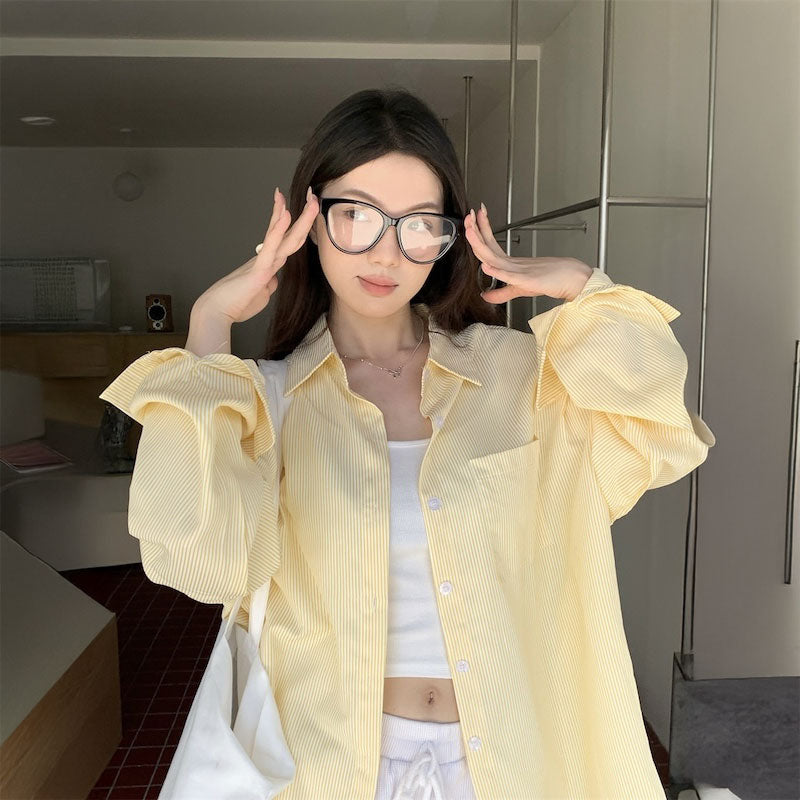 カラーストライプオーバーシャツ