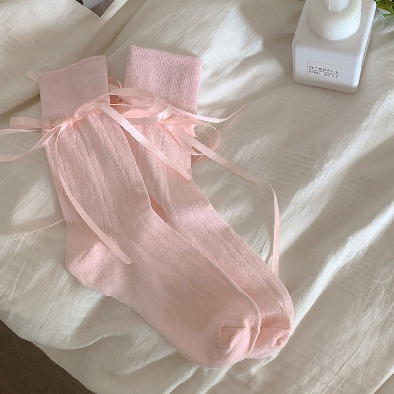 サテンリボンフラジールソックス