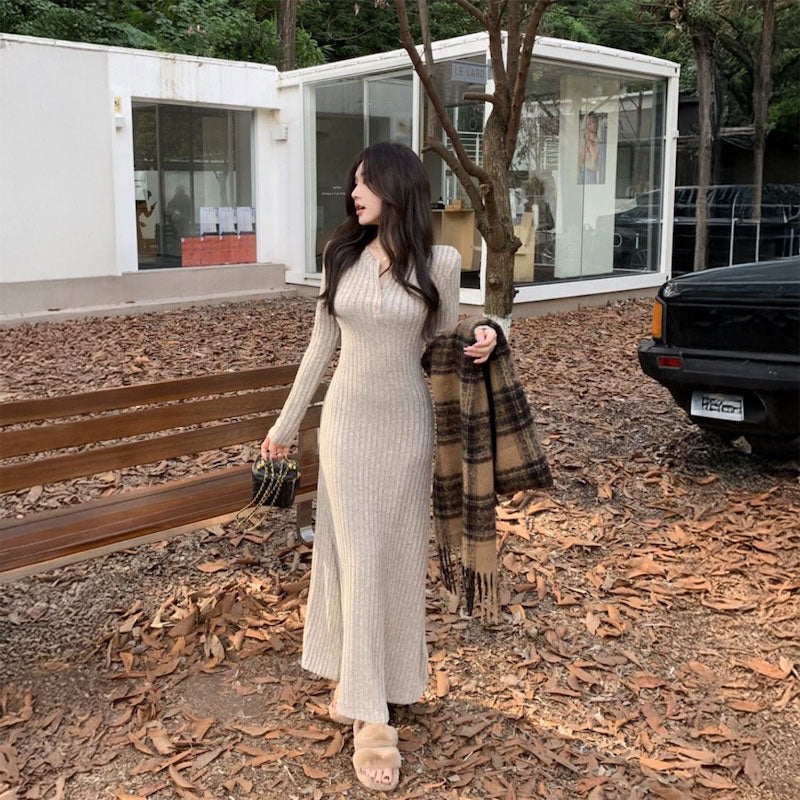 リブニットマーメイドワンピース