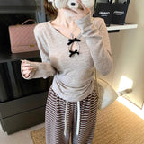 オープンダブルリボンファーニット