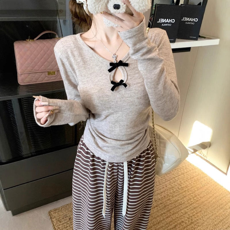 オープンダブルリボンファーニット