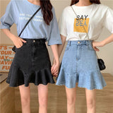 カジュアルデニムフリルスカート