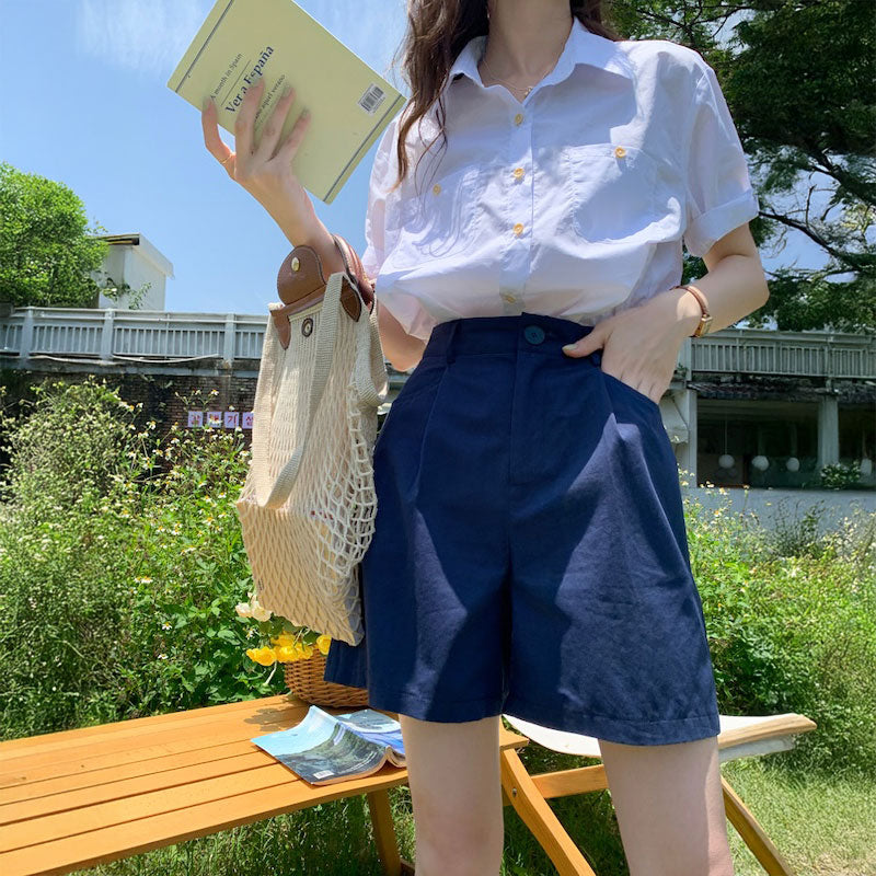 カラーチノタックハーフパンツ