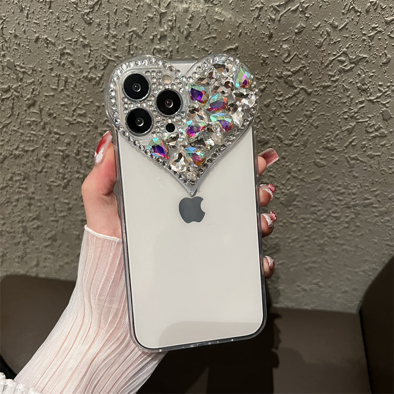 【iPhone17対応】クリアクリスタルハートiPhoneケース