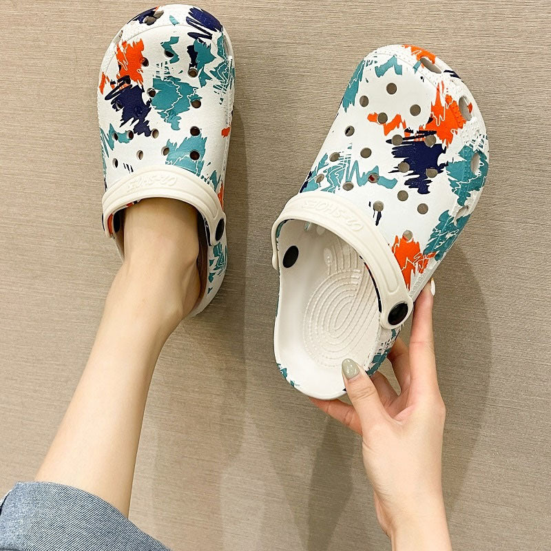 ボタニカルパターンラバーサンダル