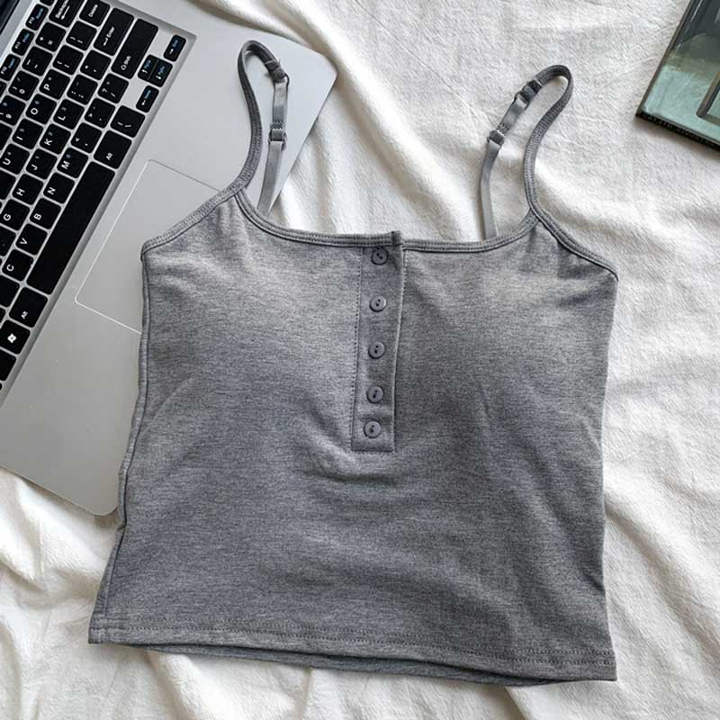 カップ付きシンプルボタンキャミソール