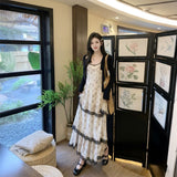 フラワーシフォンティアードワンピース