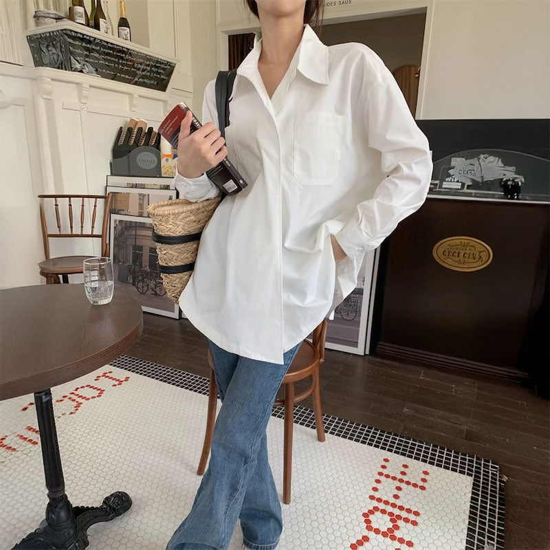 ワンボタンルーズシャツ