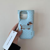 ドッグ刺繍レザーiPhoneケース