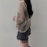 グラデーションルーズメッシュニット