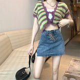 レースアップウエスタンデニムスカート