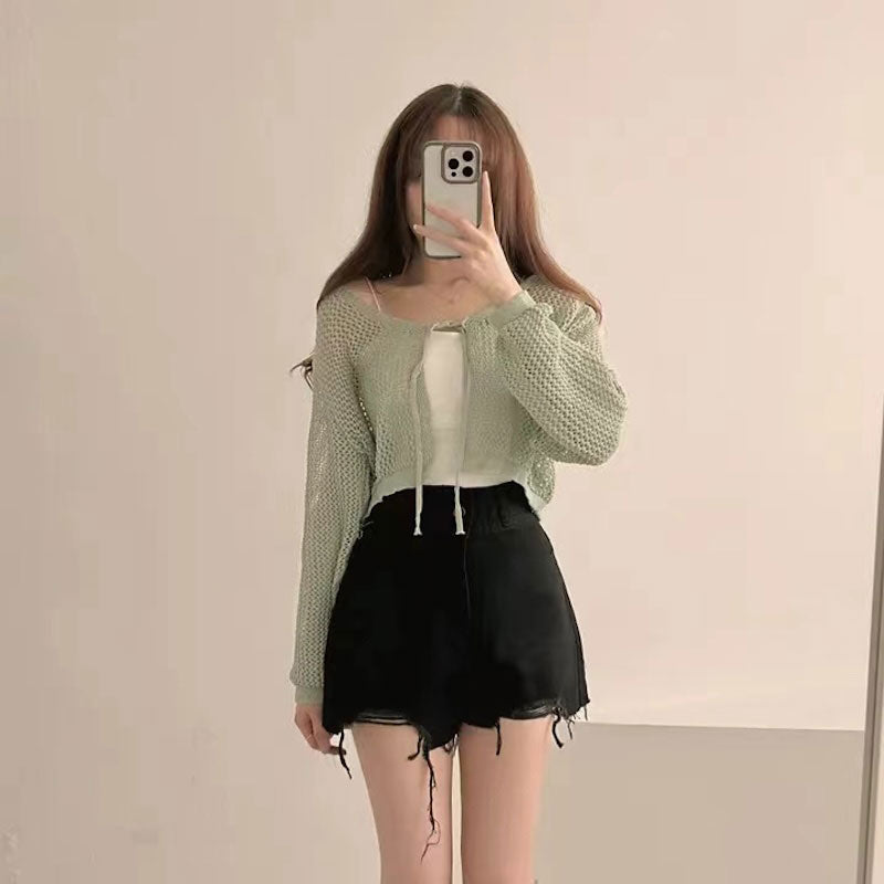 メッシュリボンボレロカーディガン