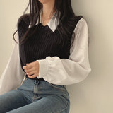 レイヤードシャツベストトップス