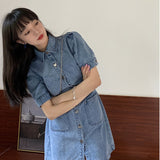 バックオープンデニムワンピース