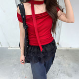 カラーティアードフリルレイヤードスカート