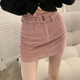 ダブルボタンコーデュロイスカート