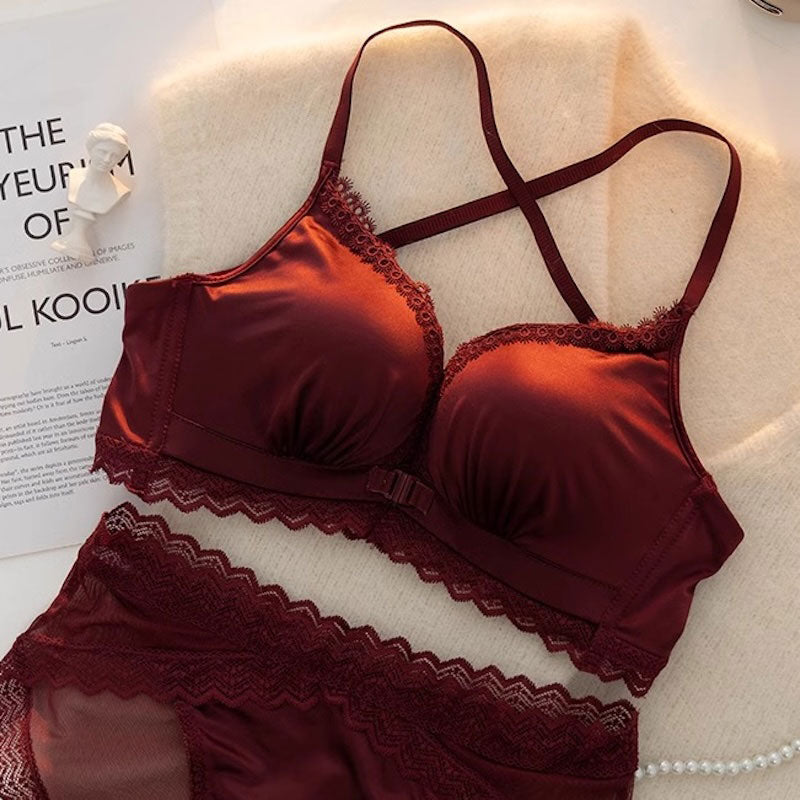 +2UPデザインバックサテンブラ&ショーツ