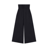 ウエストチェック折り返しワイドパンツ