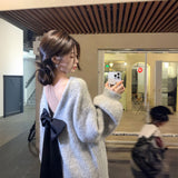 バックリボンモヘアニット