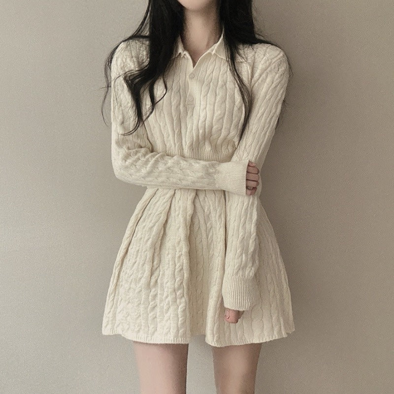 ケーブルポロニット&スカートSET