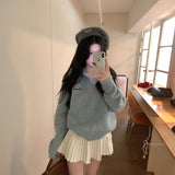 ワンポイントハーフジップニット