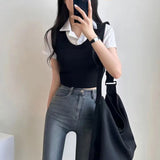 レイヤードベストシャツトップス