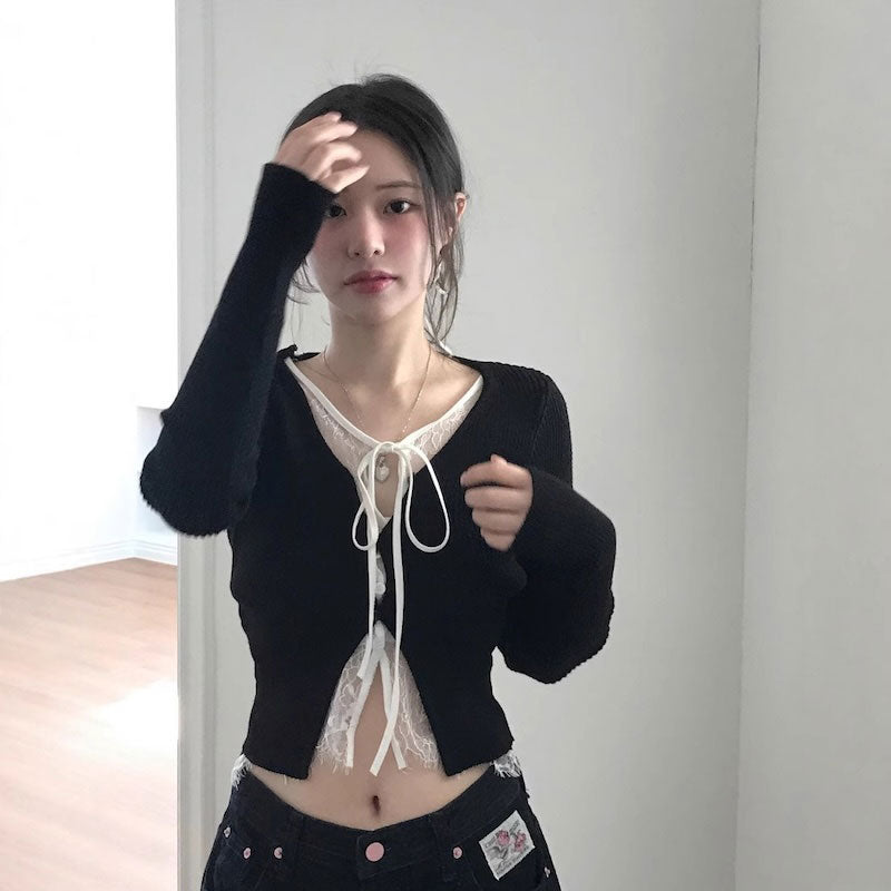 モノトーンレイヤードカーディガン