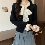 レースボウタイクラシックカーディガン