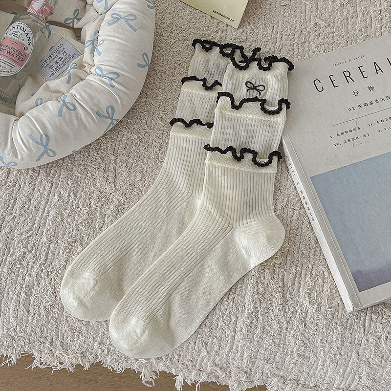 リボンティアードフリルソックス