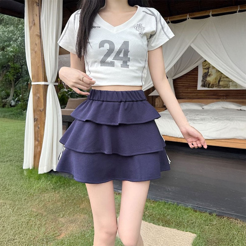 トラックティアードジャージスカート