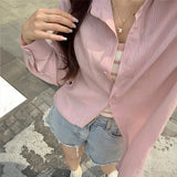 ライトリネンシャツ&ボーダーキャミソールSET