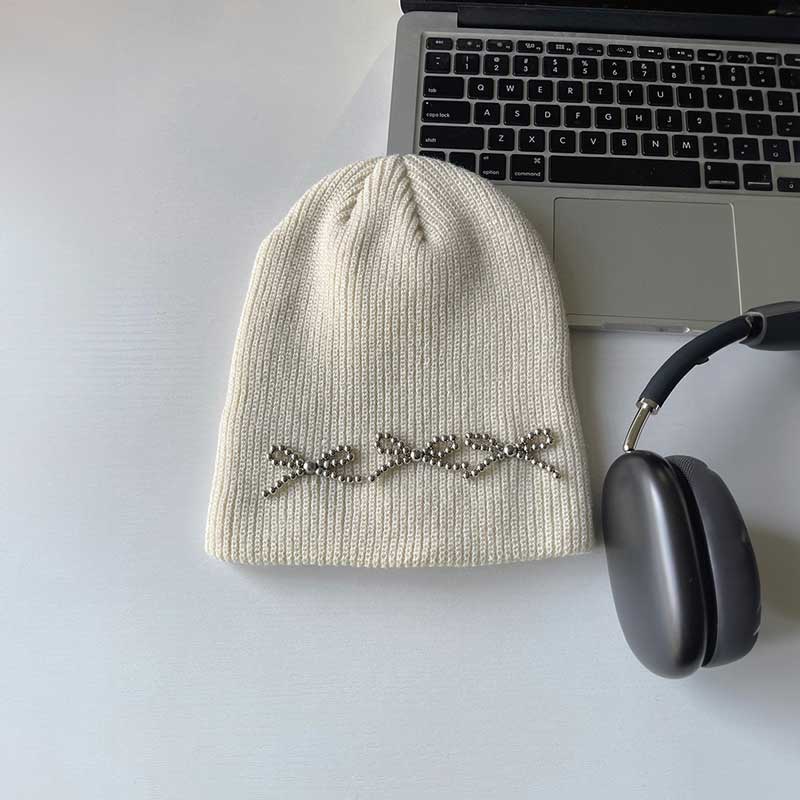 リボンスタッズリブビーニー