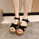 クロスベルトウェッジソールサンダル