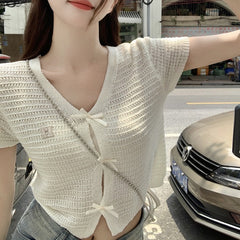 ミニリボンケーブルカーディガン