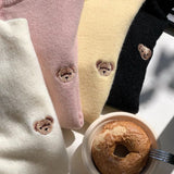 ベア刺繍ワンカラーカーディガン